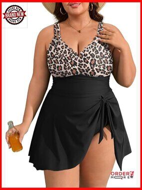 Plus Size Swim Dress One Piece Tummy Control Ruched Bathing Suit